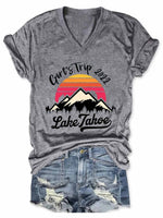 Women's Girls Trip Lake Tahoe 2022 V-Neck T-Shirt