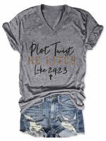Women's Plot Twist He Lives V-Neck T-Shirt
