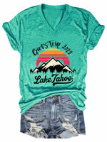 Women's Girls Trip Lake Tahoe 2022 V-Neck T-Shirt