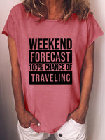 Women's Weekend Forecast Hundred 100% Chance Of Traveling T-shirt