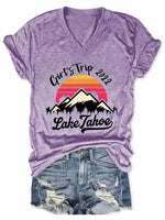 Women's Girls Trip Lake Tahoe 2022 V-Neck T-Shirt